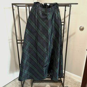 Navy blue / green Tartan Plaid Silk Skirt - holiday! 8P petite Talbots
